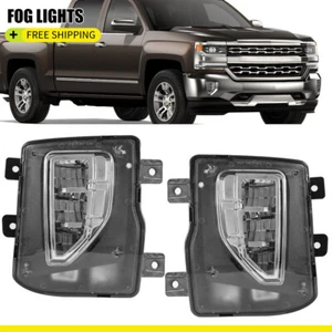 Pair Chrome LED Bumper Fog Lights Lamps For 2016-2018 Chevy Silverado 1500  - Picture 1 of 8