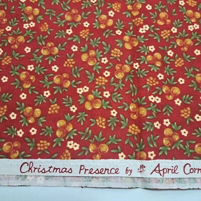 Quilt FABRIC Destash Sale 31" cut APRIL CORNELL CHRISTMAS PRESENCE Red-orange - Image 1 of 3