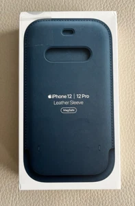 Apple Leather Sleeve Case with MagSafe for Apple iPhone 12/12 Pro - Baltic Blue - Picture 1 of 5