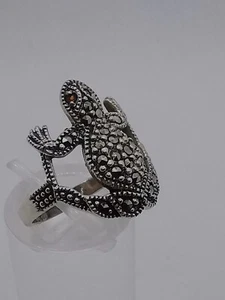 Frosch Damen Ring 925 Silber mit Markasiten und Granat Edelsteinen  - Bild 1 von 8