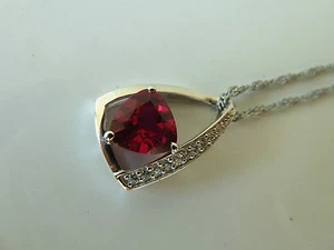 Colgante/collar/cadena de plata esterlina 925 (rubí), piedra cz grado AAAAA de calidad - Imagen 1 de 6