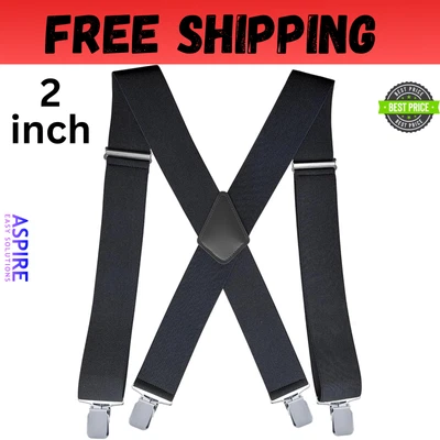 Tirantes de alta resistencia de 2 pulgadas para hombre con clips fuertes ajustables X-Back para trabajo J Foto 1 de 4