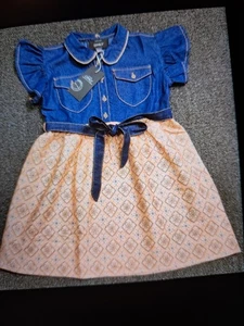 Girls 5 Twist and Shout Corduroy Vtg 90s Overall Dress Jukebox Music Records - Picture 1 of 4