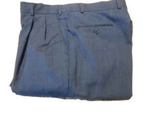 Vintage Plissee grau Nadelstreifen Anzughose Herren 36x28 Bündchen lockere Passform - Bild 1 von 3