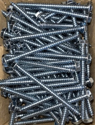 Tornillo de chapa de cabeza hexagonal ranurado de acero Hillman #10 X 2 1/2. 10 tornillos. Foto 1 de 4