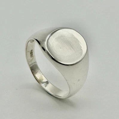 925 Sterling Silver 15mm Oval Plain Signet Ring Men&Women ALL SIZE - Image 1 of 4