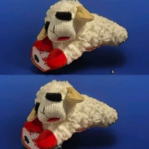 2 Stück LAMMKOTELETT Plüschtier Hundespielzeug, Quietscher innen, 6 Zoll Größe CREME  - Bild 1 von 4
