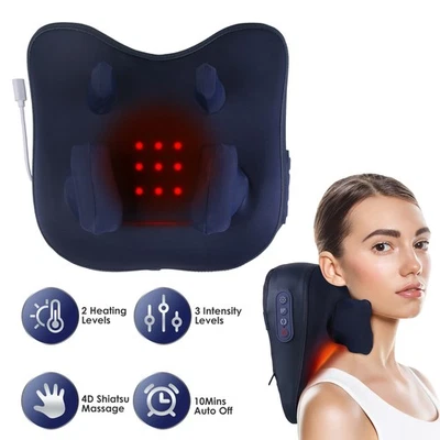 4D Deep Shiatsu Kneading Massager – 6 Nodes, 2 Heat/3 Intensity, Cordless - Image 1 of 4