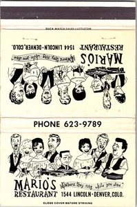 Matchbook Cover - Mario's Restaurant Denver Colorado 40 Strike MB83 - Picture 1 of 2