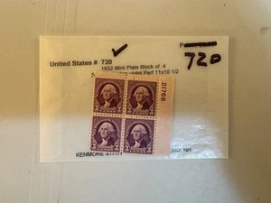 Bloque de placa de sello de Estados Unidos - 720 - Washington - MNH - Imagen 1 de 1