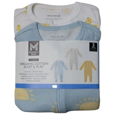 Member's Mark Baby 3-Pack Organic Cotton Soft Sleep And Play - Image 1 of 3