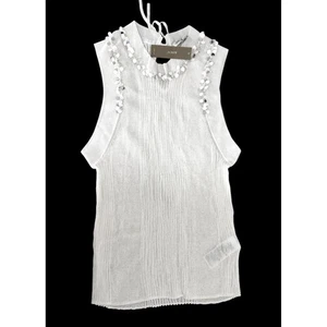 J.Crew Sheer ruffle-trim tank top with sequin embellishments sz - Picture 1 of 5