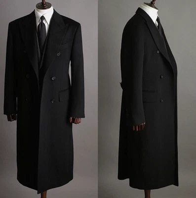 Men Coats Wool Blend Long Jackets Outside Wear Overcoats Knee Length Custom - Image 1 of 4