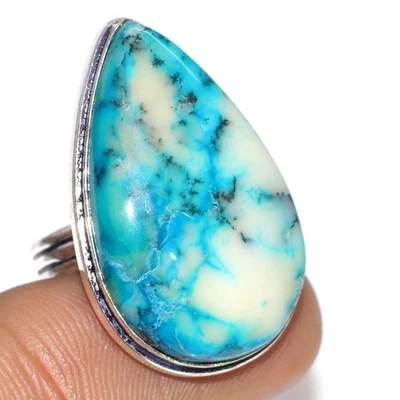 Anillo Dendrítico Azul Marino Chapado en Plata 925 Joyería Talla US 5.5 JW Foto 1 de 3