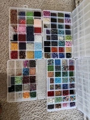 Glass Seed Beads Various Sizes Jewelry 12 Pounds - Image 1 of 4