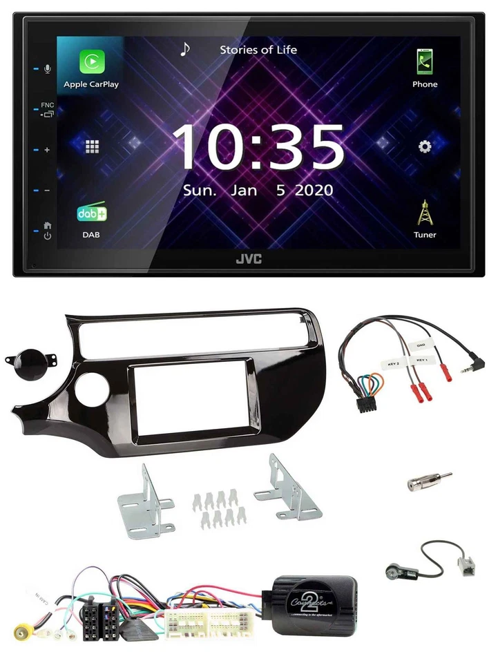 JVC DAB 2DIN Lenkrad Bluetooth USB Autoradio für Kia Rio UB 2017-2023 piano schw - Bild 1 von 4