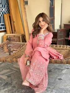 Paquistaní Farshi Salwar Kameez Listo para Hacer 3 Piezas Trajes Bollywood Boda Fiesta - Imagen 1 de 6