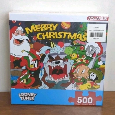 New & Sealed Looney Tunes Merry Christmas Jigsaw Puzzle by Aquarius (500 Pieces) - Image 1 of 3