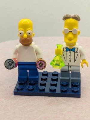 Lego Minifigs The Simpsons Series 1 Homer Simpson 71005 Professor Frink Custom  - Image 1 of 4