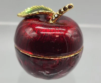 Monet Enamel Metal “Apple” Trinket  Box - Image 1 of 4