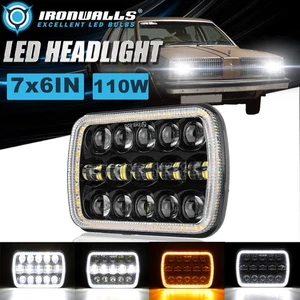 For Plymouth Reliant 1981-1989 7x6" LED Headlight Hi/Lo Beam DRL Turn Signal - Picture 1 of 12