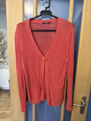 OLSEN Coral Knit Cardigan Linen Mix Size 10 Once Button - Image 1 of 4
