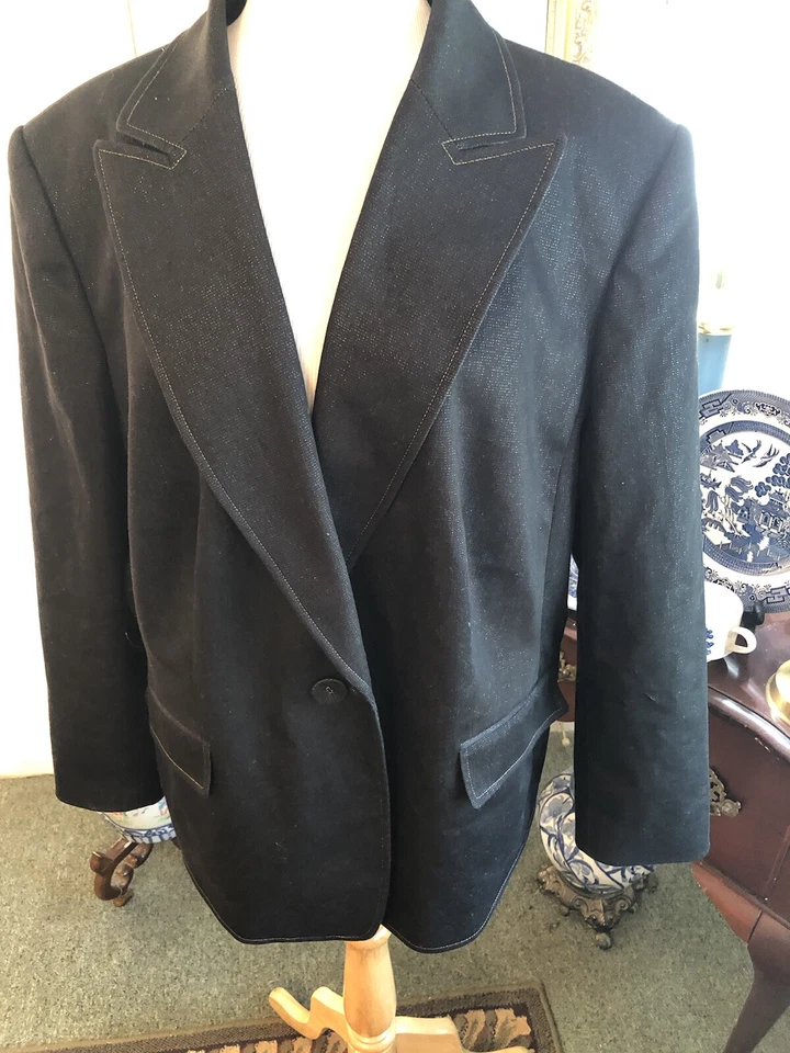 CHAQUETA DE FIESTA TAHARI ARTHUR S LEVINE NEGRA DENIM BRILLANTE BRILLANTE - TALLA 20W - ¡NUEVA SIN ETIQUETAS! Foto 1 de 4