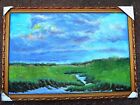 SWAMP VALLEY BLUE SKY HAND PAINTED 36"  OIL PAINTING ON CANVAS DECOR ART F228
