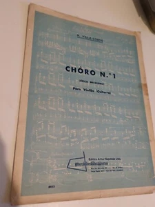 H.Villa-Lobos Choro #1 For Classical Guitar Rare Sheet Music,1962 Edition - Picture 1 of 2