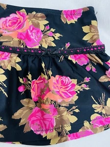 Vintage Betsey Johnson Gypsy Rose Black  Pink Bikini Lace Swim Skirt XS/S - Picture 1 of 7