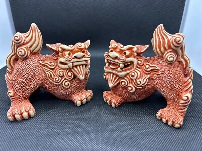 Par de recuerdos de calle SHISA Okinawa Kokusai popular amuleto lindo marrón Foto 1 de 4