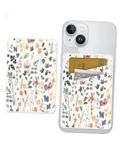 Phone Card Holder, Dual Pocket Leather Phone Wallet Adhesive Stick On, Cute - Picture 1 of 7