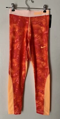 Nike Pro Cool Dri-Fit Girls Sz Large Training Leggings Orange Stretch Pants NWT - Image 1 of 4