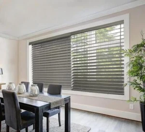 Driftwood Gray Cordless 2.5" Premium Faux Wood Blind for Window 28"W x 64"L - Picture 1 of 9