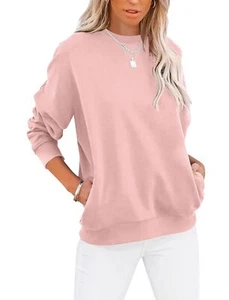 Women's Casual Long Sleeve Color Block/Solid Tops Crewneck Sweatshirts Cute L... - Picture 1 of 5