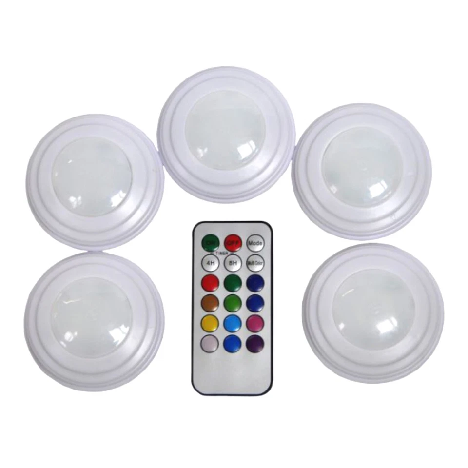 5er LED Set Lampade con Telecomando Dimmerabile Push Colorato a Incasso - Immagine 1 di 1