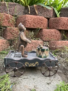 VAGÓN DE JUGUETE DE MADERA Y METAL DE COLECCIÓN OSO - Imagen 1 de 9