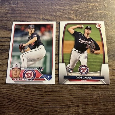Cade Cavalli 2023 Topps Series 1/Bowman RC Washington Nationals 2-Card Lot - Image 1 of 4