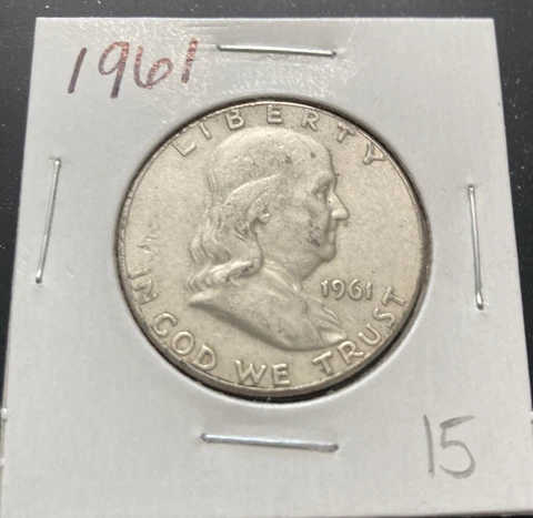 1961 Franklin Half Dollar 90% Silver 50c Coin Cover