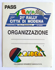 Pass 21 Rally Cittadi Modena 10 11 Ottobre 1992 Organizzazione Badge Citta