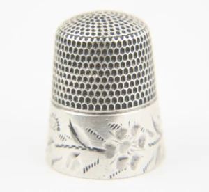 C 1880s Argento Sterling Simons Bros. Ditale Floreale Geranio Fiore L R Monogramma - Foto 1 di 8