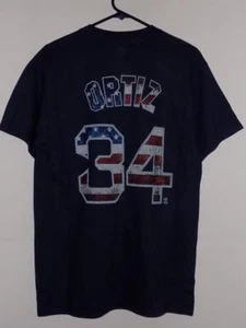 Camiseta de los Medias Rojas de Boston David Ortiz Stars & Stripes nombre y número azul marino nueva con etiquetas - Imagen 1 de 5