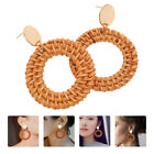 1 Pair Of Handmade Rattan Braided Earrings Ear Drop Vintage Ear