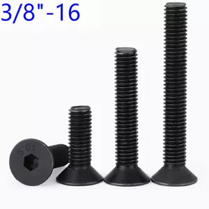 3/8"-16 Flat Head Socket Caps Screws 10.9 Countersunk Alloy Steel Black Oxide - Picture 1 of 4