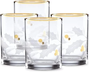 Holiday Gold Double Old Fashioned Christmas Glass Set, 4 Count , Clear - Picture 1 of 6
