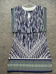 Abito Chico's Taglia 3 Blu Native Boarder Becky Blouson Cool Multi Nuovo con etichette - Foto 1 di 11