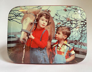 Boîte à café vintage Rileys avec cheval et enfants jolie image kitsch