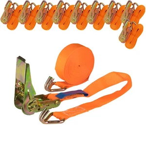 10x Spanngurt zweiteilig 6m lang 25mm breit 800kg daN Orange Zurrgurt Spanngurte - Bild 1 von 7