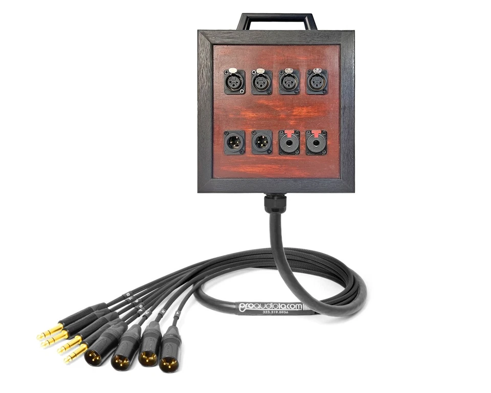 8-Ch Wooden Wall Box | Mogami 2932 & Neutrik Gold | Premium | Black | 5 Feet - Image 1 of 1