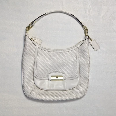 Bolso COACH Kristin Cuero Tejido Blanco + Correa - Forrado Rosa B1369-F23048 - Nuevo sin Etiquetas Foto 1 de 4